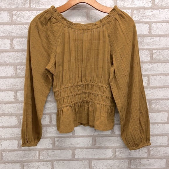 Madewell Sophia Textured Plaid Puff Sleeve Blouse XS Mustard - Picture 8 of 8